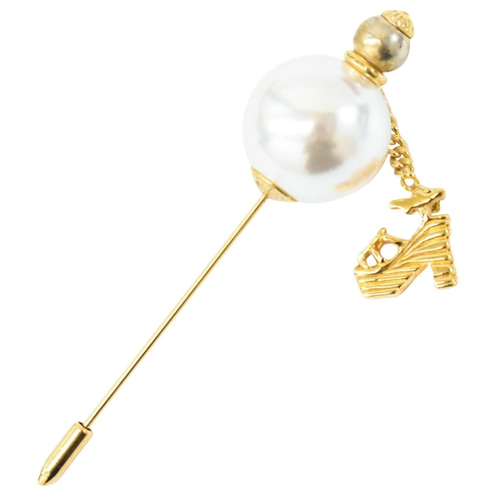 Vintage Salvatore Ferragamo gold-tone stick lapel pin / brooch 👠